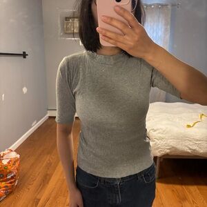 Uniqlo Ribbed Half Sleeve Mock neck 100% cotton Shirt